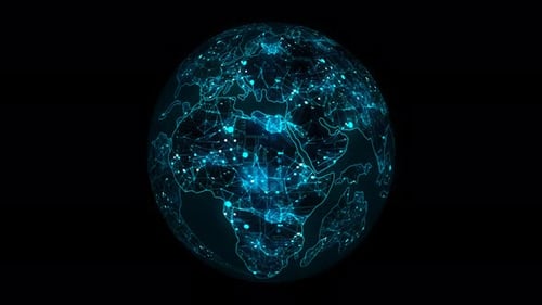Rotating Digital Globe with Global Connection Network