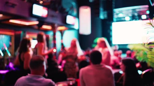 A vibrante vida noturna repleta de foliões se divertindo em um ambiente moderno e cheio de energia