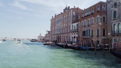 Muticolored Venice Houses Over Water of Grand Canal View From the Water Italy