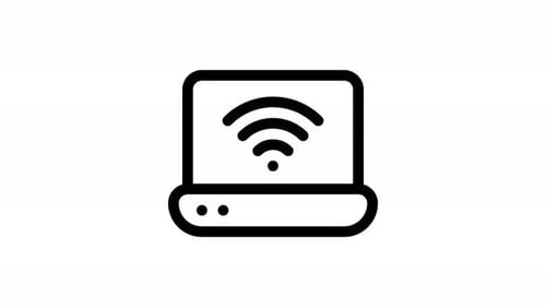 Animated Laptop Wi-Fi Signal Flat Design Icon