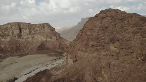 Desert landscape with large sandstone, Aerial view