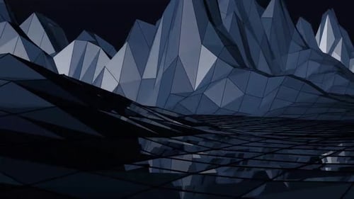 Animated Geometric Polygonal Landscape Loop Background