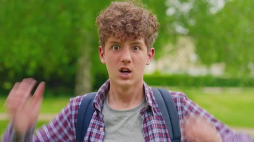 Teen Startled and Shocked Outdoors