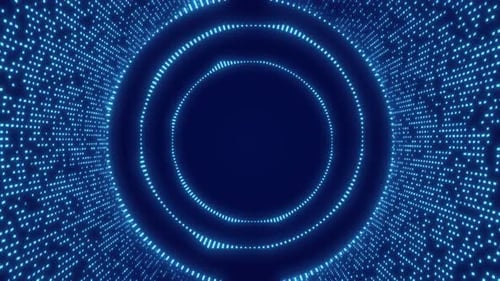 Dynamic Blue Digital Audio Visualizer Loop With Futuristic Tunnel Effect,deep Blue Tech Abstract