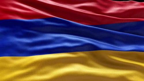 Realistic Waving Armenian Flag Loop with Fabric Texture