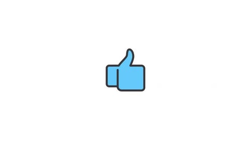 Animated Flat Design Thumbs Up Icon for Social Media Engagement