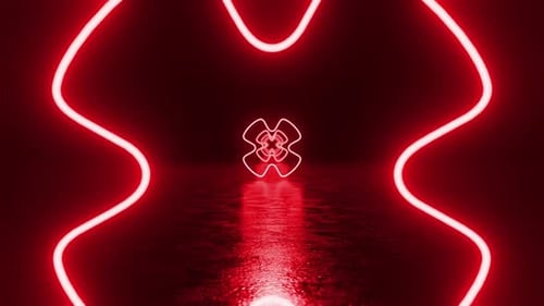Abstract Neon Red Geometric Tunnel Animation