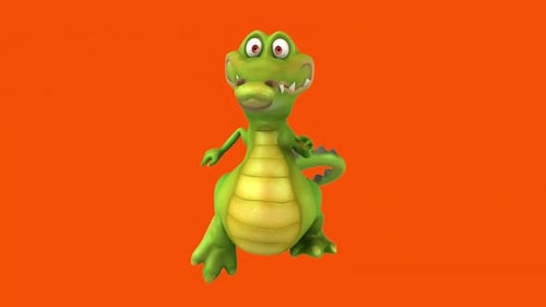 Fun 3D crocodile running (with alpha channel included)