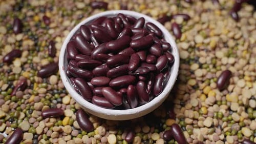 Overhead Shot of Kidney Beans and Lentils