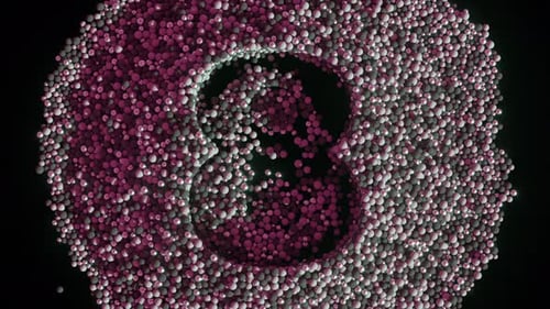 Colorful Numbers From One to Ten are Drawn Within Pink and White Spheres Against a Striking Black