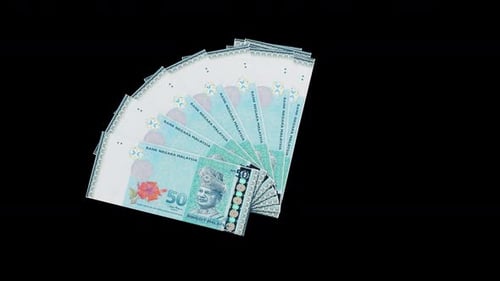 3D Money Ringgit Malaysia Spread Animation | Alpha Loop