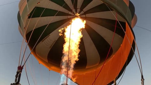 Hot Air Balloon Inflating with Flame