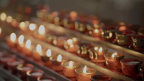 Candle Lights Burning Inside Religious Church