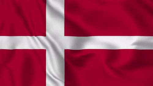 Realistic Waving Denmark Flag Seamless Loop Animation