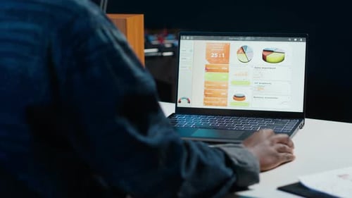 Using Business Analytics on a Laptop in the Office