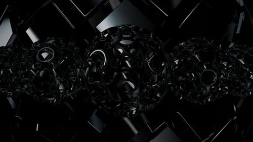 Background with Black Rotating Figures, Exclusive, Reflection, 3D Render, Shapes, Unique Design