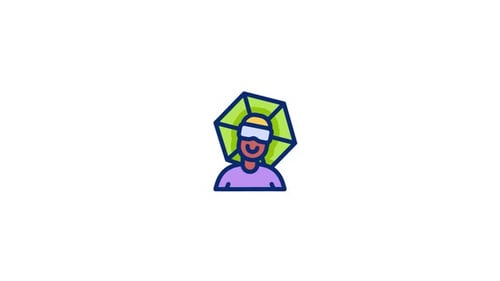 Animated Flat Design Icon of Person Wearing VR Headset