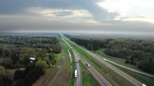 Majestic and vivid view of American highway with beautiful sky
