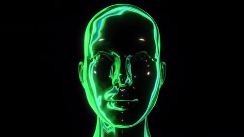 Futuristic Neon Green Head Rotation Loop