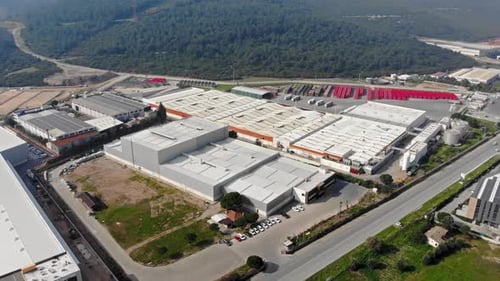 drone view of industrial factories