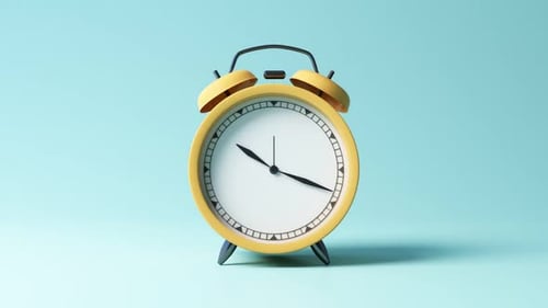 Animated Minimalist 3D Alarm Clock Time Passing