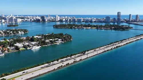 Miami Beach Skyline At Miami Beach In Florida United States.