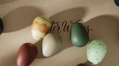 Easter Wishes Calligraphy Text Reveal with Rolling Eggs