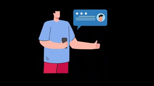 Flat Design Animation: User Review and Smartphone Interaction