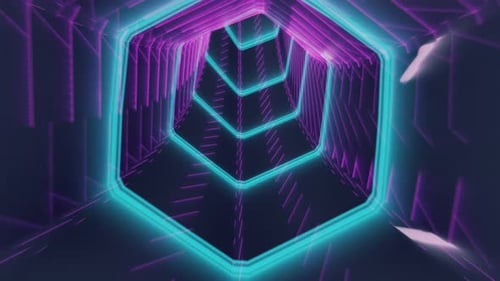 VJ Loop 3D Realistic Modern Retro Neon Cyber Tunnel Wallpaper Background