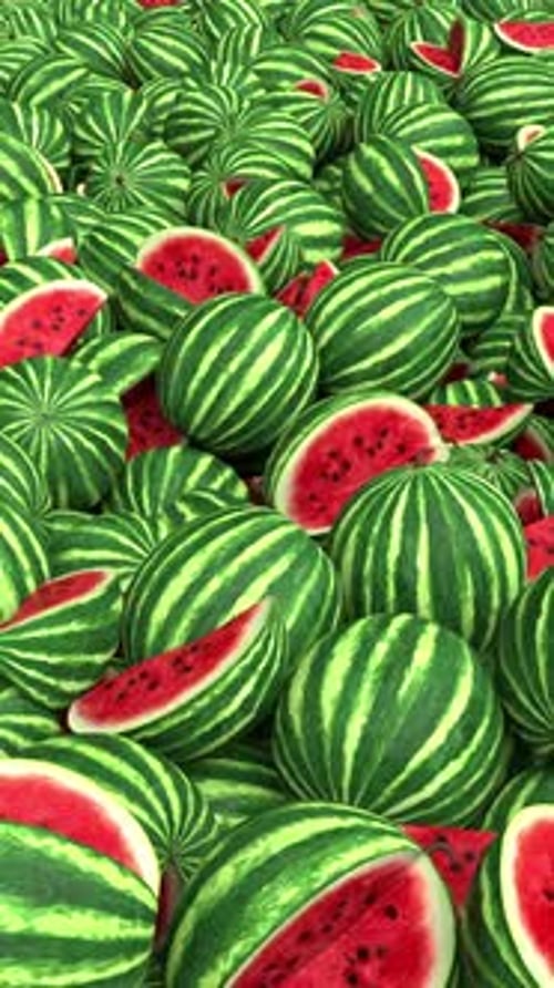 Flying Over Endless Watermelons Pile Loop