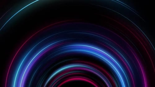 Abstract Neon Glowing Light Tunnel Loop Background