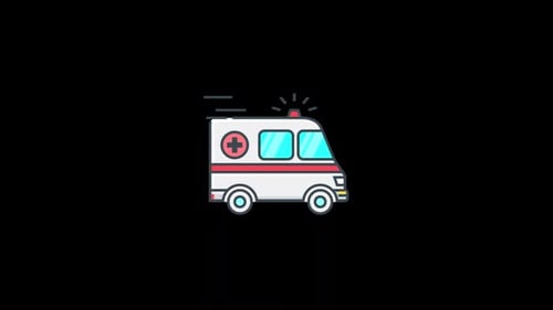 Animated Flat Design Ambulance Driving Icon