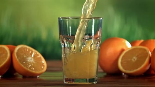 Orange Juice Being Poured Into Glass
