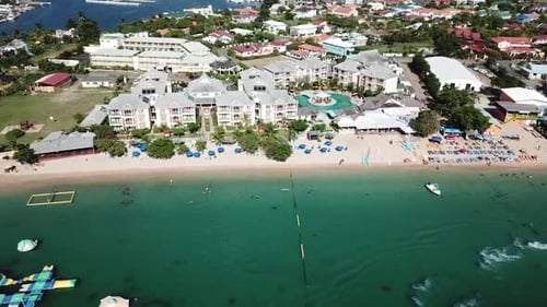 Aerial shot of Bay Gardens Beach Resort and Spa beachfront / Reduit Beach in Saint Lucia
