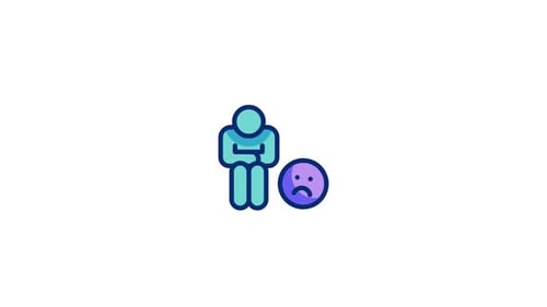 Animated Icon of Sad Person with Crossed Arms