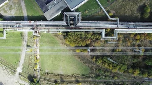 Power Station View From Height on the Pipeline Structure Environmental Issues Energy Transportation