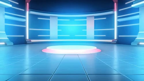 podium Futuristic showcase with platform for product displaying. Empty modern stage display