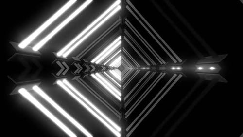 Black and White Geometric Light Tunnel Flythrough