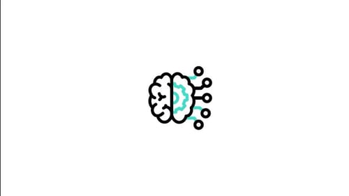 Animated Brain Icon with Interconnected Circuitry for Technology and Science