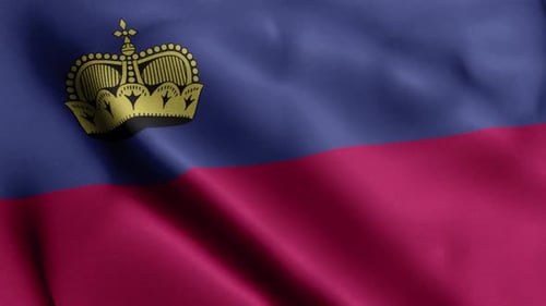 Realistic Liechtenstein Flag Waving Seamless Loop Animation
