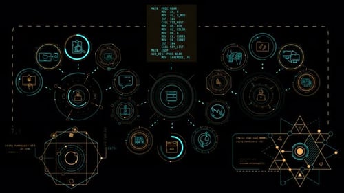 Futuristic Data Network User Interface Elements