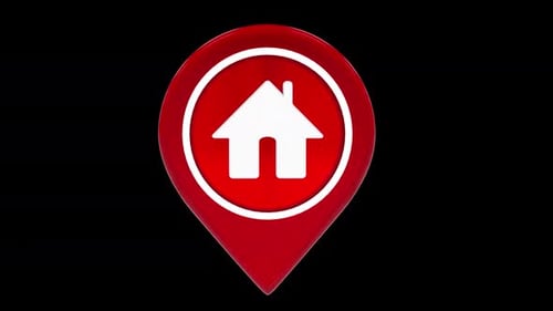 3D Rotating Home Icon Map Pin Location Marker