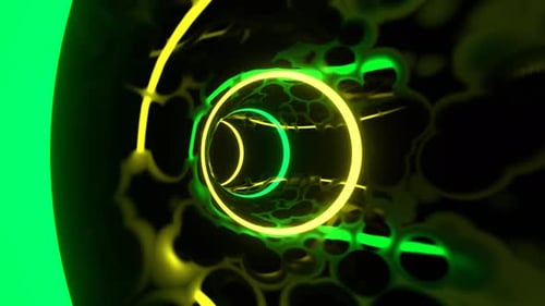 Yellow And Green Cosmic Psychedelic Portal Background Vj Loop In 4K