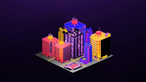Retro isometric building