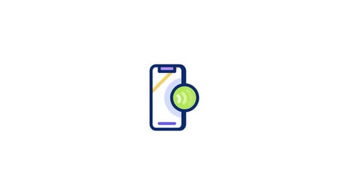 Animated Flat Design Phone Icon with Sound Waves
