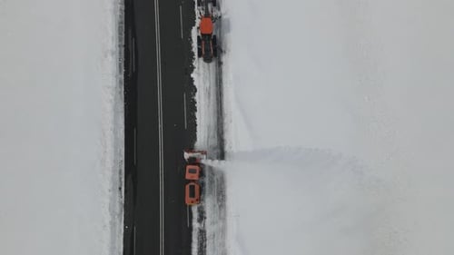 Aerial Snow Blower Working