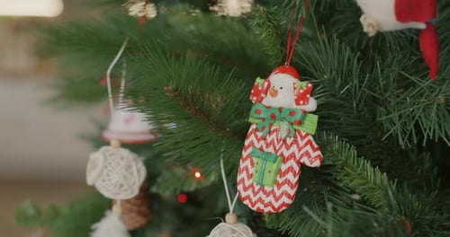 Close up on a Decorated Christmas Tree
