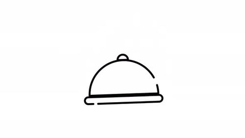 Cuisse de poulet sous l'icône d'une ligne de cloche pour l'animation des services de restauration et des restaurants
