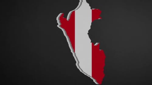 3D Rotating Map of Peru with National Flag Texture