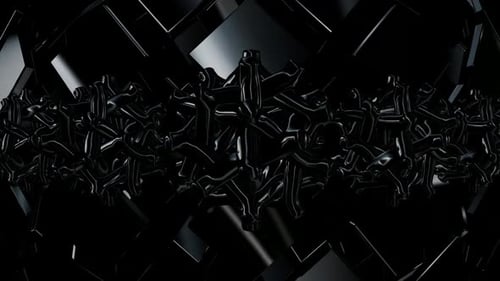 Dark Glossy Abstract Forms Seamless Loop Motion Background